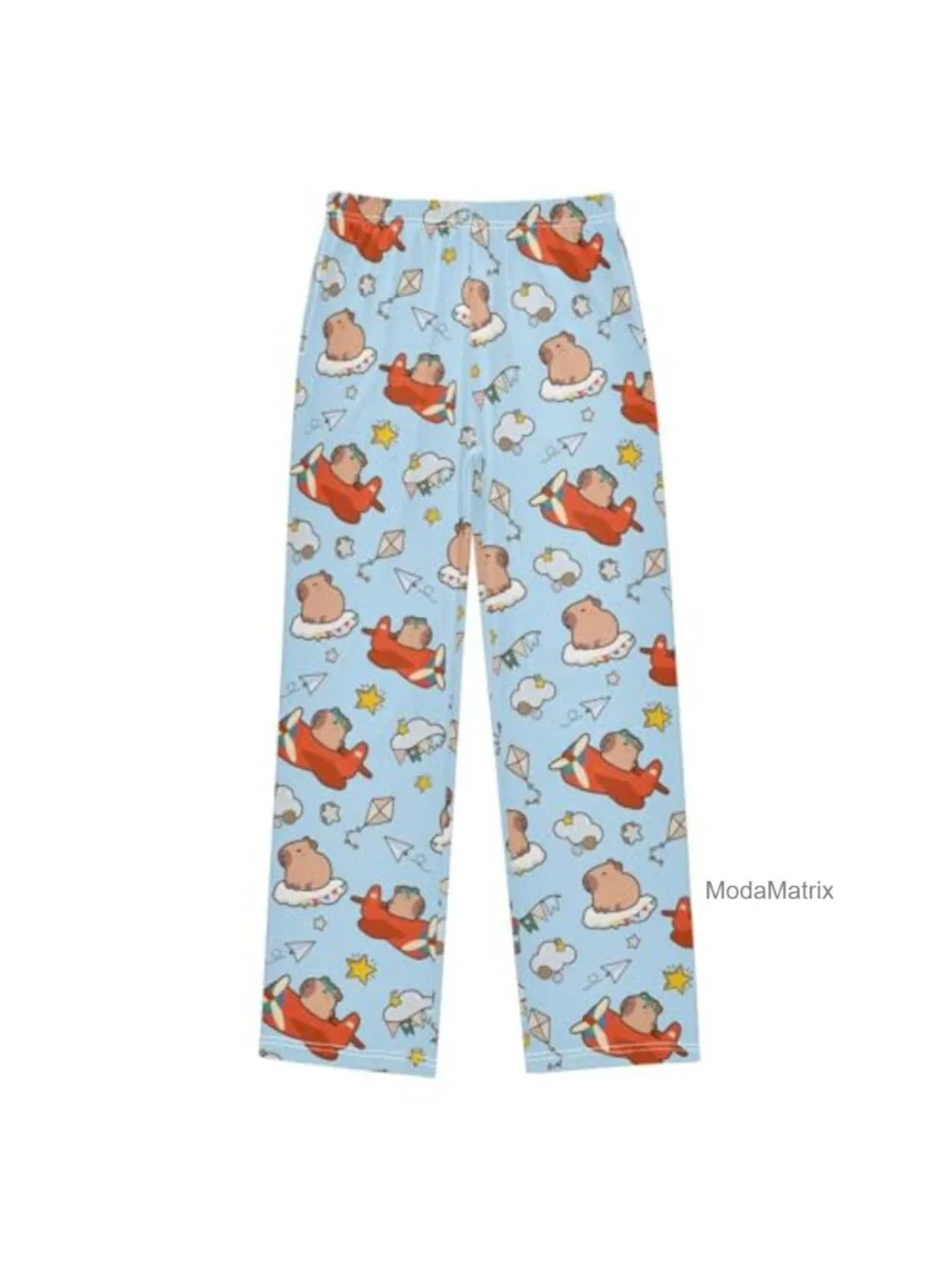 Kids Cartoon Capybara Pilot Pajama Pants Soft Sleepwear Lounge Bottoms 6-14Y